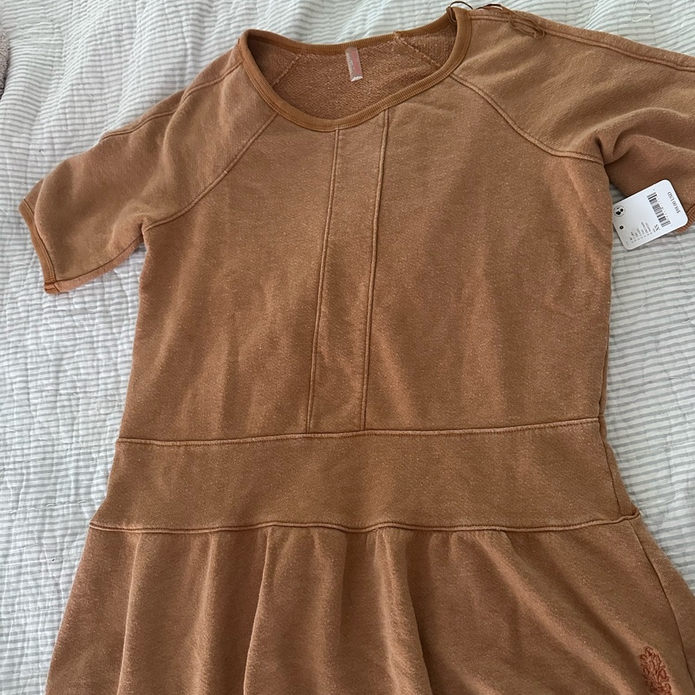 Rust Brown free people movement Short Sleeve Drop Waist Dress